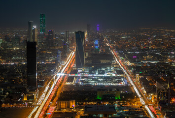 Fototapeta na wymiar Night panorama of downtown of Riyadh city, Al Riyadh, Saudi Arabia