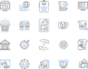 Online stores outline icons collection. e-commerce, shopping, stores, online, marketplace, retail, shop vector and illustration concept set. outlet, boutique, bazaar linear signs