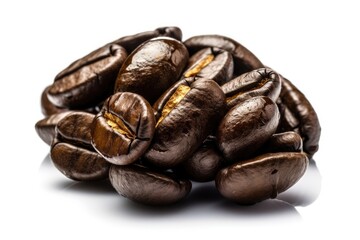 a white background and a clipping path-isolated coffee bean. Generative AI
