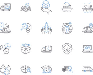 Logistic business outline icons collection. Logistics, Business, Shipping, Delivery, Cargo, Transport, Fleet vector and illustration concept set. Freight, Warehouse, Planning linear signs