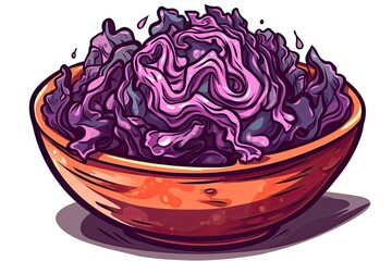 Obraz premium vibrant purple fruit bowl on a wooden table. Generative AI