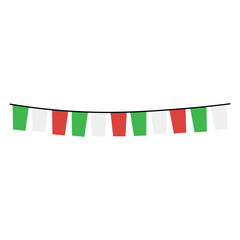 Bunting party flags on white background