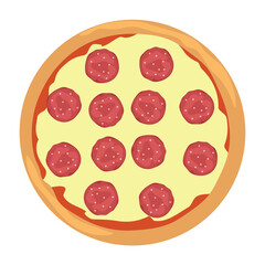 Delicious pizza with pepperoni on white background, top view