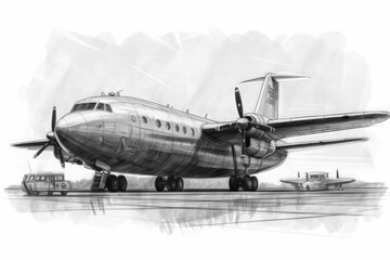 an airplane parked on a runway. Generative AI