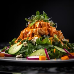 Buffalo Chicken Salad - Generative AI Illustration