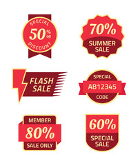 Sale Labels for Discount and Special Promotion Set