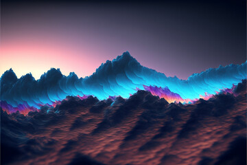 Lightning over the mountains, abstract theme colourful, element for backgrounds, banners, wallpapers, posters and covers. Generative Ai