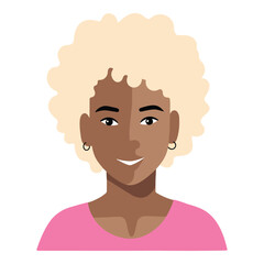 Afro-american Blonde Hair Woman  Flat Icon Isolated On White Background