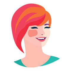 Red Hair Woman  Flat Icon Isolated On White Background