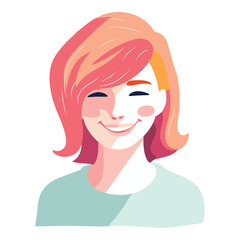 Red Hair Woman  Flat Icon Isolated On White Background