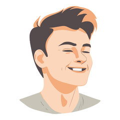 Young Man Character Flat Icon Isolated On White Background