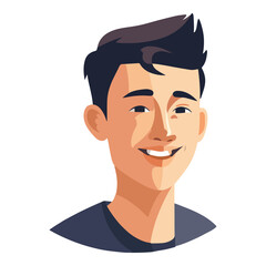 Young Man Character Flat Icon Isolated On White Background