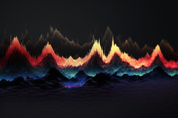 Lightning over the mountains, abstract theme colourful, element for backgrounds, banners, wallpapers, posters and covers. Generative Ai