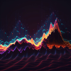 Lightning over the mountains, abstract theme colourful, element for backgrounds, banners, wallpapers, posters and covers. Generative Ai