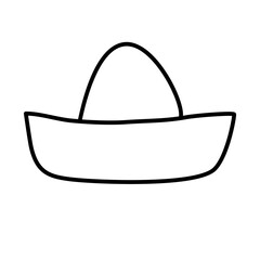 Mexican hat sombrero, doodle style flat vector outline for coloring book