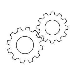 Cogs or gears icon, doodle style flat vector outline for coloring book
