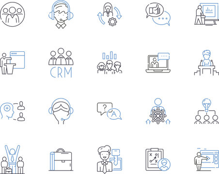 Empoyee work outline icons collection. Employee, Work, Labor, Task, Performance, Compensation, Hours vector and illustration concept set. Resume, Benefits, Productivity linear signs