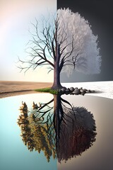 A photo of a tree in different seasons, representing the passage of time and change.