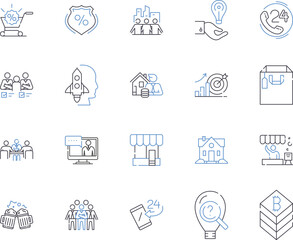 Key account management outline icons collection. Key, Account, Management, Retention, Strategies, Engagement, Core vector and illustration concept set. Services, Plan, Solution linear signs