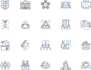 Digital leadership outline icons collection. Digital, Leadership, Transformation, Technology, Strategies, Digitalization, Management vector and illustration concept set. Innovation, Vision, Agility