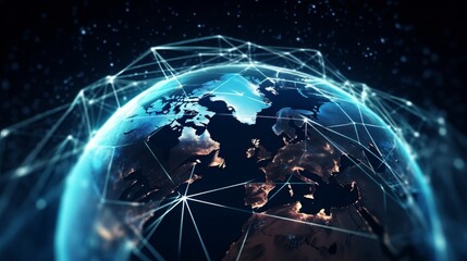 Global Network Connection Over Planet Earth