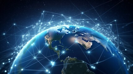 Naklejka na ściany i meble Global Network Connection Over Planet Earth
