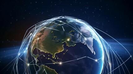 Global Network Connection Over Planet Earth