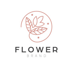 Abstract flower and leaves logo design. Cosmetics oe fashion logotype. Luxury and modern logo.