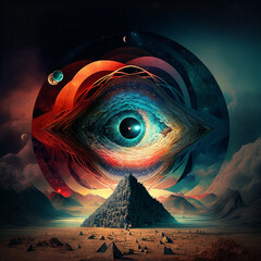 The Fibonacci Alien Landscape with Crystalline Features, Refracting through a Prismatic Sky, Generative AI