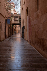 Fototapeta na wymiar Narrow streets with shops and cafes old town Tarragona Costa Dorada Catalonia Spain