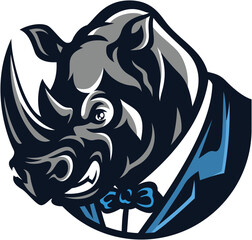 Strong Rhino Character in Suits Smiling