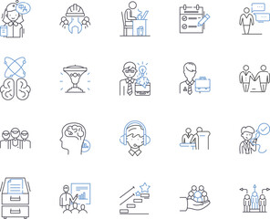 Personal branding outline icons collection. Self-promotion, Identity, Recognition, Reputation, Image, Visibility, Credibility vector and illustration concept set. Influence, Achievement, Networking