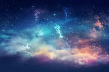 fantasy abstract background starry light blue sky, pastel gradient sky. watercolor. Generative AI