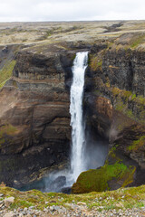 Haifoss Waterfall in the Highlands of Iceland in Spring
