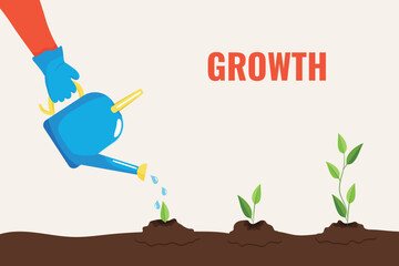 Plant Growth Concept in Colorful Style, Premium Vector Illustration