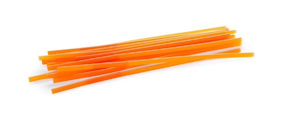 Fototapeta premium Orange plastic cocktail straws on white background