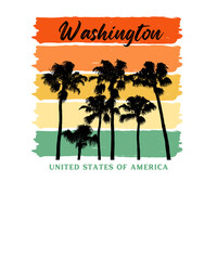 Retro Vintage Design Of The States Of America Sunset Palm Tree Summer Vibes