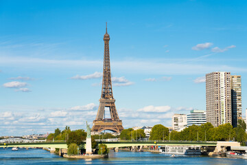 Fototapeta na wymiar Eiffel Tower by seine river in Paris. France
