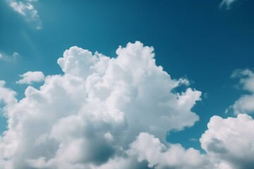Naklejka na ściany i meble beautiful blue sky with soft white cloud background. Generative AI