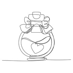 Continuous one line drawing of a love potion. Simple vector illustration