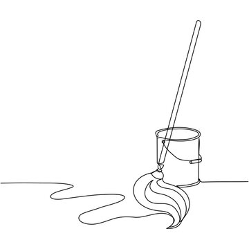 recommend clip art: Continuous one line drawing of mop and bucket. Cleaning concept. Simple vector illustration