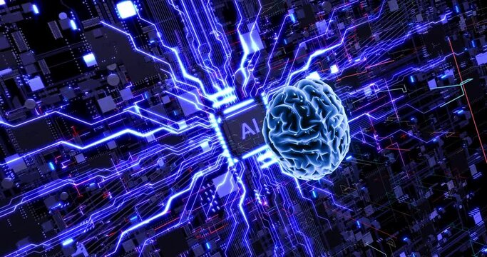 Breaking Boundaries: Artificial Intelligence, Computer Chips, and Innovation. Digital Human Brain Symbolizing AI.
