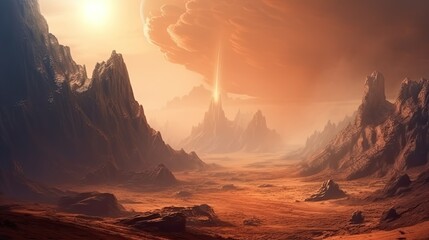 Epic Imaginary Adventure: A Panoramic View of a Mars Landscape and Its Sci-Fi Climate: Generative AI