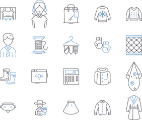 Shopping area outline icons collection. Shopping, Area, Mall, Outlet, Store, Complex, Marketplace vector and illustration concept set. Center, Bazaar, Arcade linear signs