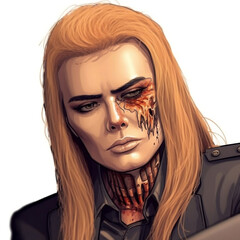 comic book style a  beautiful female soldier
