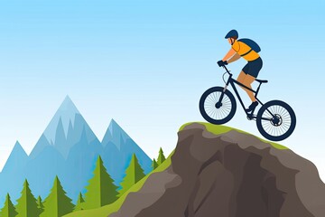 man cycling through a scenic mountain landscape. Generative AI