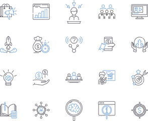 Strategy and concept outline icons collection. Strategy, Concept, Planning, Design, Tactics, Blueprint, Plan vector and illustration concept set. Formula, Structure, Approach linear signs