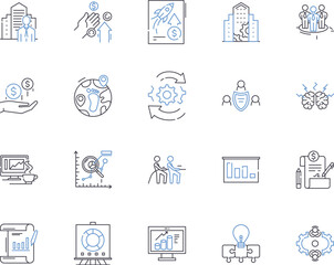 Business growth outline icons collection. Success, Expansion, Profitable, Development, Revenue, Advancement, Efficiency vector and illustration concept set. Prospects, Prosperity, Investing linear
