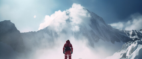 Rescue Worker on Gigantic Snow Mountain: Epic Generative AI of a Heroic Mountain Rescue in the Midst of a Blizzard