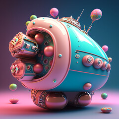 Candy spaceship in the park.